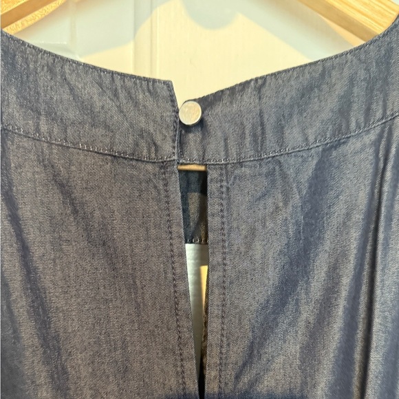 New York & Co Dress Women M Navy Sleeveless Pocket Cotton Sateen Long Maxi NWT - Picture 4 of 12